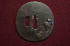 Tsuba Japanese Antique Made Of Iron Mumei A Mouse And Eggplants Design Edo Era