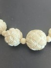 Asian Antique Hand Carved Necklace Bovine  Graduated Beads Floral 17-18in