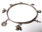 Vintage Rare Women   s 925 Sterling Silver Charm Bracelet 4 5mm 8  Around Inside  