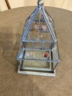 Vtg Leaded Stained Glass W  Inlayed Flowers Victorian House Plant Terrarium 12 