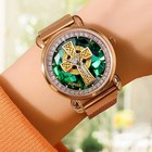Personalized Irish Celtic Cross Watch For Men  Women  St Patrick   s Day Green Gol