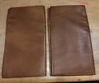 2 Vintage Cognac Leather Passport Case Holders With Us Eagle Embossing