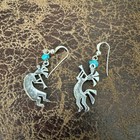 Native American Navajo Sterling Silver Dangle Drop Earrings Kokopelli anasazi