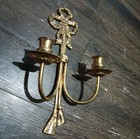 Brass Candlestick Holder Wall Sconce Two Arm Candelabra Wall Mount