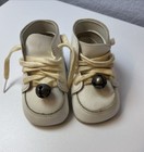 Vintage Toddletime White Leather Baby Shoes Size 0 Soft Sole Crib Jingle Bells