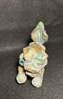 Antique Brass Figurine     Heavy Patina Shishi Okimono Japanese Guardian Lion