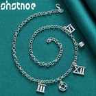 925 Sterling Silver Fashion Roman Numerals Pendant Necklace Bracelet Jewelry Set