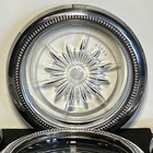 Vtg Leonard Crystal Glass  Silverplate   Silver Band Coasters 4  Italy Set Of 4
