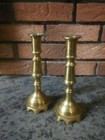 Vintage Pair Of Large Footed Brass Candlesticks-heavy-interesting-8  Tall