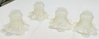 Vintage White Frosted Glass Art Deco Button   Ruffled Edge Style Lamp Shade Set