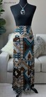 Usa New Boho Women s High Waisted Fold Brown Blue Aztec Maxi Skirt S M L Western