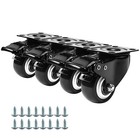 4 Units 2 Inches Heavy Duty Universal Caster Wheels With Brake Swivel Top Plate