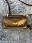 Vintage Dolce Vita Moda Brown Leather Crossbody Clutch Gold Accents Glasses Case