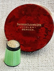 Norwegian Sterling Silver Guilloche Thimble Enamel Green David Andersen Rare