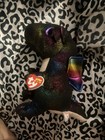 Ty Beanie Boos Anora The Dragon  6  15cm Black With Rainbow Shimmer Wings