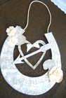 Antique 40s Bridal Wedding  good Luck  Horseshoe Accessory Kraft Flower England