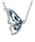 New Turquoise Blue Butterfly Crystal And Rhinestone Earring And Necklace Set