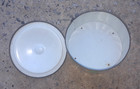 Vintage Baret Ware Container Candy Tin Lid Mint Green Floral Gold England Worn