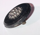 Antique Jet Black Glass Button Silvertone Foil Beaded Center Metal Shank 11 16 