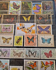 Single Sheet Of 38 Assorted Butterfly Stamps From Various Countries