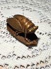 Japanese Netsuke Cicada On Leaf Carved Boxwood Edo Meiji Signed- Antique