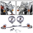 Motorcycle Passing Turn Signal Driving Fog Spot Light Bar Bracket Set For Harley