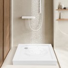 36x36  Anti-slip Shower Pan Center Drain - Bright White 3-wall Install