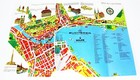 1966 Lucerne Switzerland Fold Out Souvenir Map  Bucherer Rolex Watches Color Ads