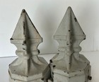 2 Vintage Cast Iron Topper Finials-4 Sided Design   8 Sided Base Chippyfinish 8 