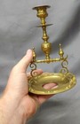 Antique Old Vintage Brass English Gothic Candlestick Candle Holder 