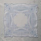 Vintage White Bridal Wedding Hankie With Blue Embroidery And Open Thread Work