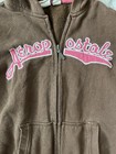 A  ropostale Women   s Brown Full Zip Hooded Hoodie W  Pockets Pink Logo S