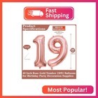 Rose Gold 19 Number Balloons  40 Inch Giant Number 19 Balloons Foil Mylar Helium