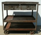 Vintage Industrial Rolling Table Cart W drawers