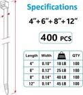 400 Pack Assorted Zip Ties 4 6 8 12 Inch Uv Resistant Cable Wire Ties