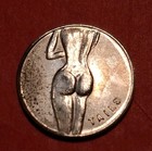 Adult Nude Woman Heads Or Tails Flipping Coin Token Silver Tone