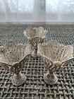 Antique Islamic  3  Silver Floral Filigree Zarf Of Petal Form