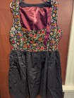 German Dirndl Dress And Apron No Blouse Women Us Size 18 Eu Size 48 Black Floral
