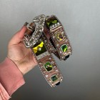 Brown Leather Western Rhinestone Belt Xxl Oversized Crystals Silver Buckle