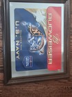 Vintage 24 X 20 Mirror Sign- Budweiser Salutes U s  Navy Framed Beer