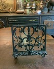 Vtg Scroll Cast Iron Cookbook Book Stand Recipe Bible Holder W both Weights