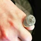 Real Moissanite 2ct Round Cut  Men s Pinky Wedding Ring 14k Yellow Gold Plated