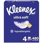 Kleenex Ultra Soft Facial Tissues  4 Flat Boxes  120 Tissues Per Box