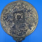 Antique Art Nouveau Brass Hand Mirror Floral Repouss   Vanity Mirror C1900