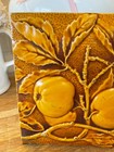 Rare Victorian Minton Hollins Amber Glaze Moulded  Apples Majolica 8  Tile C1880