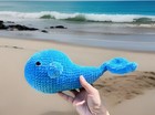 Handmade Blue Baby Whale Amigurumi Plushy - 12   x10   x5  - Free Shipping 