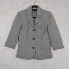 Talbots Jacket Blazer Women 6 Black Check Cotton Lightweight 3 4 Sleeve Career