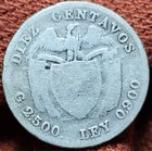 1911 Colombia 10 Centavos Silver Coin 10c