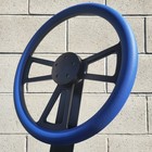 18  Inch Matte Black Semi Truck Steering Wheel Royal Blue Vinyl Wrap - 5 Hole
