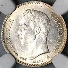 1894-a Ngc Ms 62 Venezuela 1 4 Bolivar 25 Centimos Horse Silver Coin  25052901c 